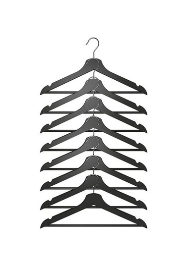 Barbun Ikea Bumerang 8'Li Ahşap Giysi Askısı - Siyah Diğer