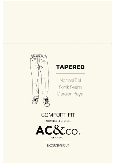AC&Co / Altınyıldız Classics Erkek Mavi Comfort Fit Geniş Kesim Pamuk Denim Jean Kot Pantolon 4A0123200011MAV40