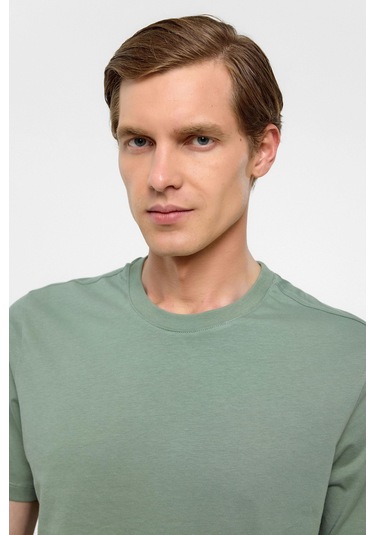 SÜVARİ Su Yeşili Regular Düz Bisiklet Yaka Tişört-38580 Su Yeşili