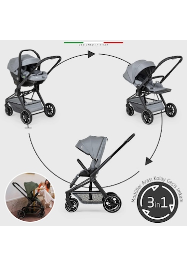 Elele Firenze Travel Sistem Bebek Arabası Gri