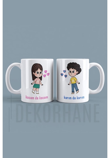 Karım Da Karım, Kocam Da Kocam, 2'li Kupa Bardak, Hediyelik Sevgililer Günü Çok Renkli