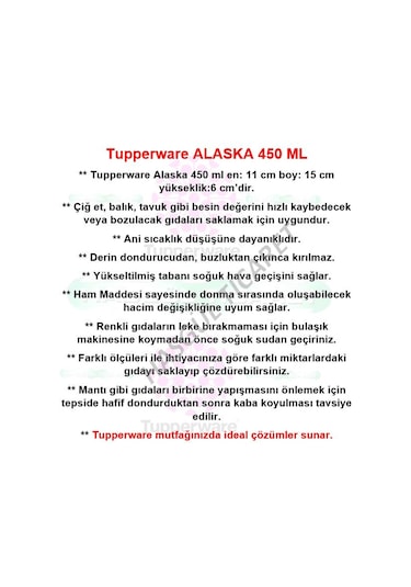 Tupperware Alaska Set 4'Lü 450 Ml Derin Dondurucu Buzluk Kabı Hsg N1140721
