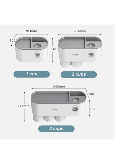 Siyah Mengnı Duvara Monte Manyetik Diş Fırçası Tutucu Su Geçirmez Diş Macunu Sıkacağı Tuvalet Otomatik Dağıtıcı Banyo Aksesuarları 2 Bardak Siyah