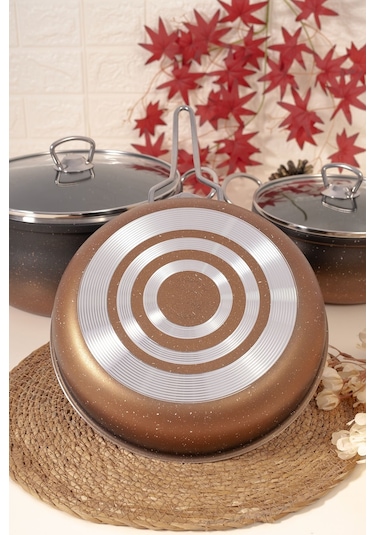 Çarşıdayız 9 Parça Siyah Granit Tencere Seti -siyah