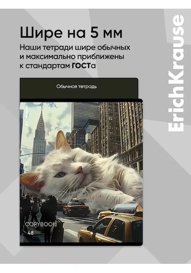 Erichkrause Big City Cats Tesis Defteri, 48 Yaprak, Kareli 5'li Paket 257408367