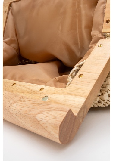 Dericlub Kadın Handmade Hasır Bohem Clutch El Çantası Zy 25009 Bej