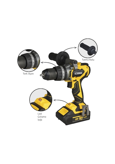 Rtrmax RTX3010 Şarjlı Darbeli Matkap Kömürsüz 70 Nm 2x4 Ah Plus Çift Akü X-Lion
