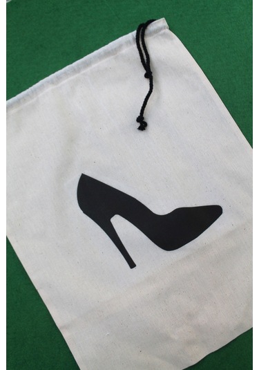 2 Adet Stiletto Baskılı Keten Ayakkabı Poşeti - Ayakkabı Düzenley