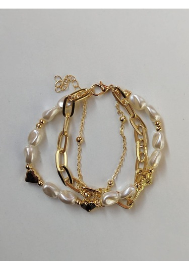 Kalpli Sedef Taşlı Çoklu Bileklik Seti Aksesuar Şık Çok Renkli