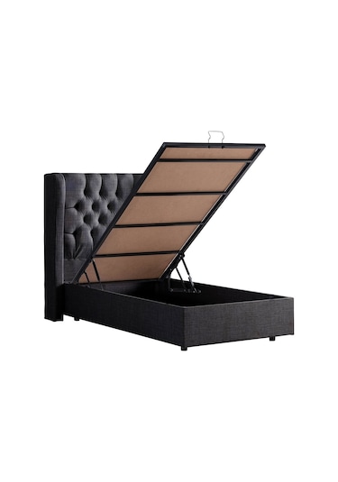 Setaymobilya Baza, Riga Tek Kişilik Baza + Başlık + Comfort Yatak, Antrasit