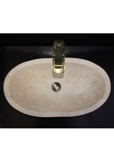 Traverten Elips Kayık Lavabo