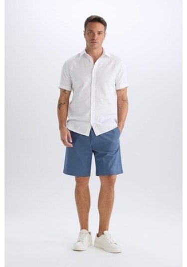 Defacto %100 Pamuk Regular Fit Gabardin Bermuda Şort C7684ax25spın257 İndigo