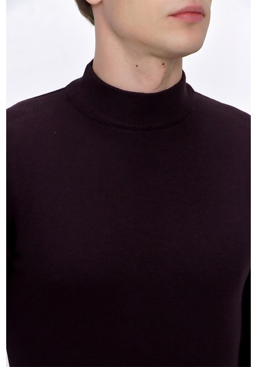 Basic Dinamik Fit Rahat Kesim Yarım Balıkçı Yaka Triko Kazak 99kc017002309 Mor