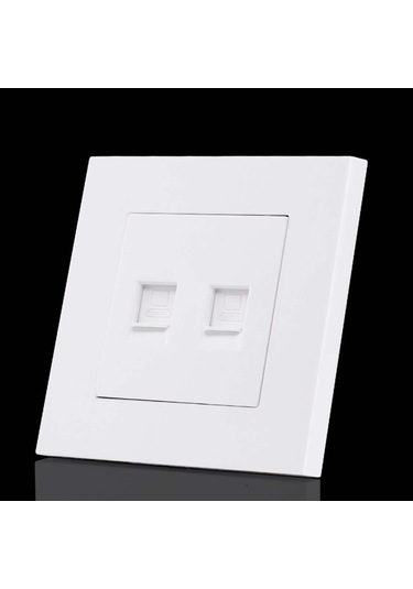 Homyl Çift Ethernet Duvar Plakası Ağ Kablosu Soketi 86mmx86mm