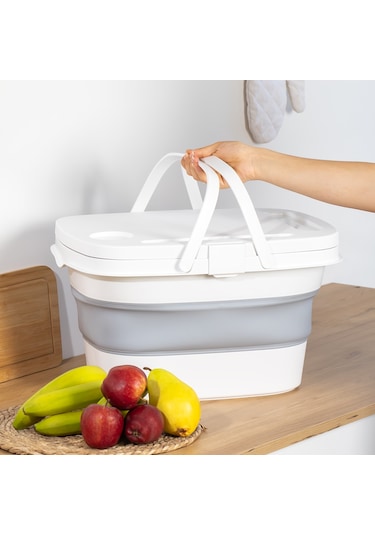 Porsima 07-1304 Katlanır Piknik Sepeti Masalı 21 L Beyaz