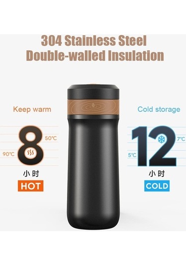 Pazly Seyahat İçin 2 Katmanlı French Press Kahve Makinesi H47173 Siyah Siyah