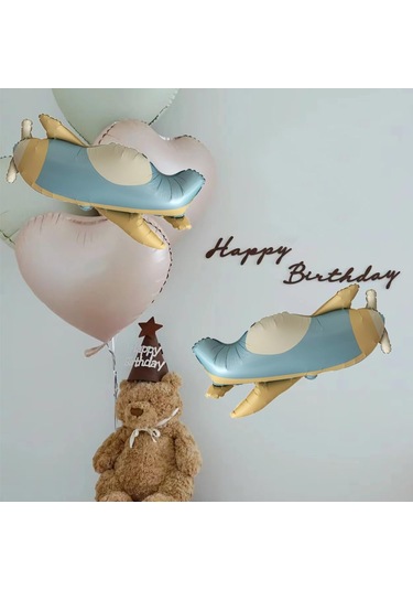 Retro Uçak Folyo Balon 78x42 Cm