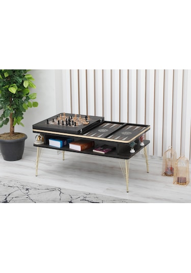 Satranç Ve Tavla Orta Sehpa siyah