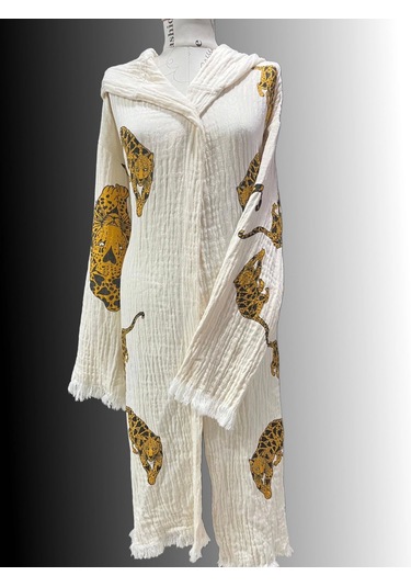 Kadın Müslin Bornoz %100 Pamuk Turuncu