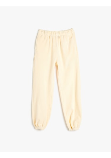 Koton Basic Jogger Eşofman Altı Beli Lastikli Ekru 5wkg40096ak Ekru