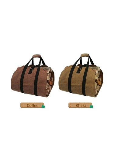 Novahub Kamp İçin Dayanıklı Odun Taşıyıcı Çanta - Mumlu Tuval Kütük Torbası 39x16 İnç Haki Haki