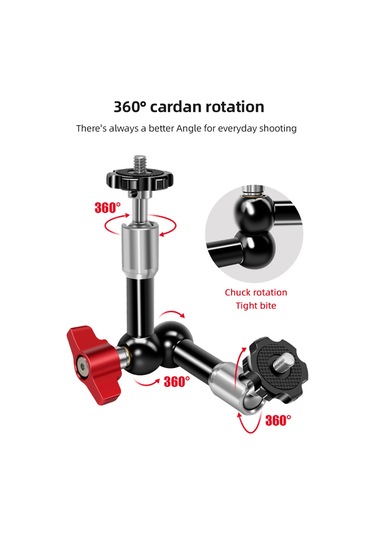 Skycity Alüminyum Biparçalı Jontlu Manipülatör - 360 Döner Top Başı, 1/4" Vida Bağlantısı, Kameralar Ve Aksesuarlar İçin Esnek Tutucu