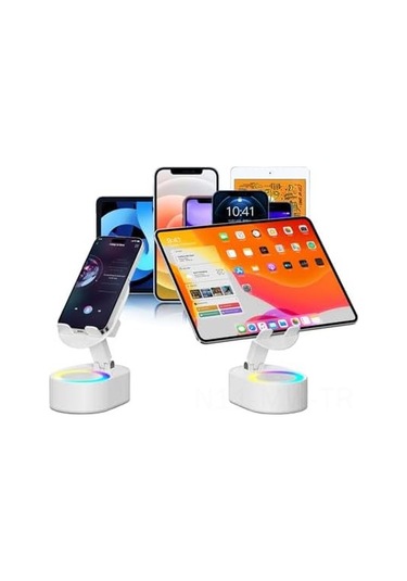 Moveevo Beyaz 300 Katlanabilir Bluetooth Hoparlör - Kablosuz Ses, Telefon Tutucu, 3000mah Acil Şarj, Renkli Ambiyans Işığı