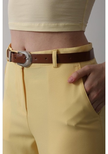Kemerli Havuç Pantolon - Sarı Sarı