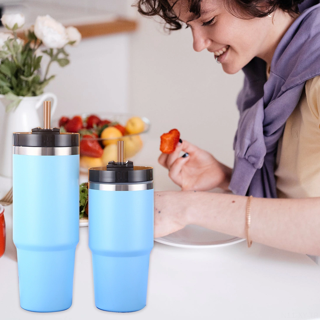 Shineyee 304 Paslanmaz Çelik Isı Saklama Bardak 20oz, Pipetli Kapağıyla, 6-12 Saat Isı/sıcak Saklama, Otomobil/kamp/kahve İçin Uygun