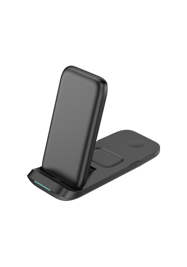 Dofolink 15w Folding 3-in-1 Kablosuz Şarj Cihazı - Telefon, Saat Ve Kulaklık İçin Simultane Şarj - Siyah