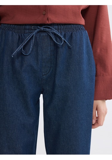 Lcwaıkıkı Classic İndigo Beli Lastikli Carrot Fit Kadın Jean Pantolon