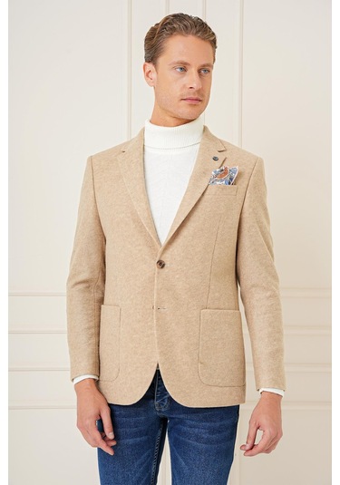 C 689 Slim Fit Bej Spor Ceket Bej