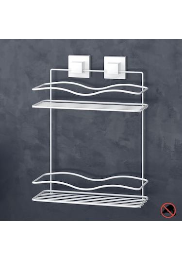 Teknotel Easyfıx Yapıskanlı 2 Katlı Mutfak Rafı Beyaz Ef042