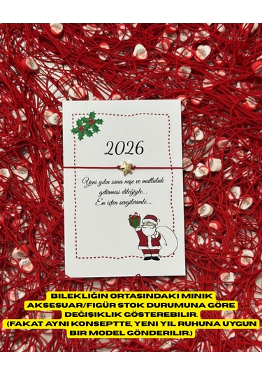 Yılbaşı Yeni Yıl Dilek Bilekliği 2026 Özel Tasarım Kartlı Hediyelik 10 Adet