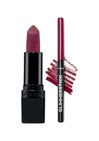 Avon Glimmerstick Dudak Kalemi Chery Jubilee + Avon Ultra Mat Ruj Berry Blast