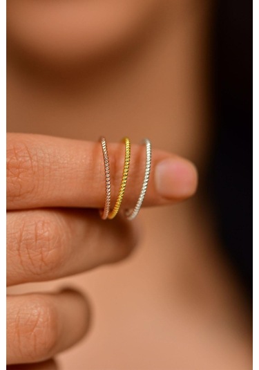 Burgu Desen Mix Üçlü Minimal Gümüş Yüzük Set R10014