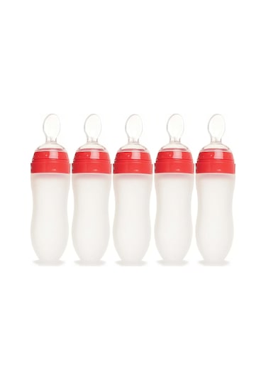 Bebedor Silikon Kaşıklı Biberon 120ml +6 Ay Şeffaf Kod:7509 5 Lü