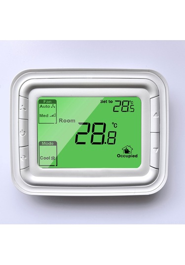 Monyee T6861h2wg Yeşil Ekranlı Lcd Dijital Termostat, 9p 2 Borulu, Oda Sıcaklığı Kontrolü, Fan Hız Ayarlama, Soğutma-ısıtma Modu