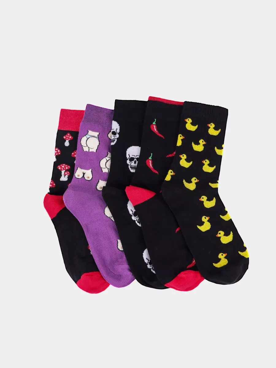 Fn Varan Desenli Uzun Çoraplar - 5 Çift Set 236329286 Siyah