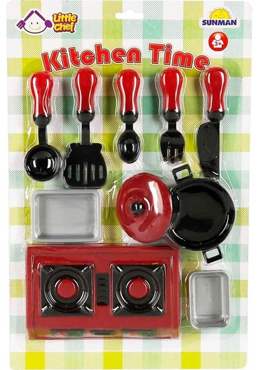 Çocuklar İçin 10 Parça Oyuncak Mutfak Seti Renkli Evcilik Aksesuarları