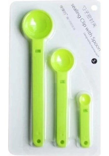 Ölçme Kaşıklı Poşet Klipsi 3 Lü Paket Çok Renkli