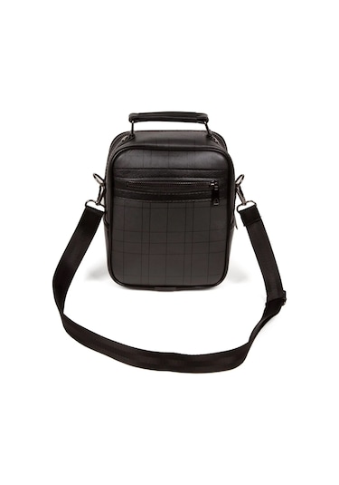 Tuldar Erkek Ekose Deri Ayarlanabilir Çapraz Omuz Askılı Günlük Omuz Ve El Çantası 19x22cm Tul132 Gri