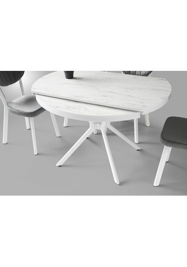 Bade Mdf Oval Highgloss Açılır Mutfak Masası 73x120 001