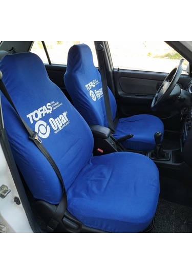 Likralı Kumaş Servis Kılıfı Ön 2'li Tofaş Mavi/beyaz