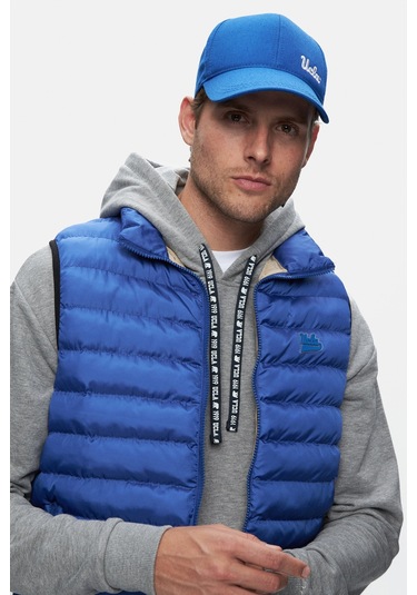 Blume Mavi Fermuarlı Ve Cepli Polyester Standard Fit Erkek Yelek Mavi