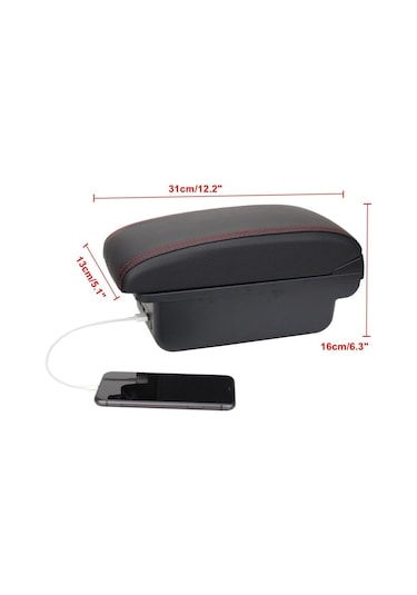 Siyah & Kırmızı Renault Clio 4 İçin Renault Clio 3 Iıı Iv İçin Araba Kol Dayama Kutusu Aksesuarları Depolama Usb Arayüzü Geri Çekilebilir