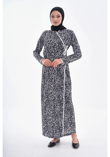 Puantiyeli Yandan Bağlamalı Namaz Elbisesi-21006 Gül Kurusu