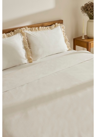 Kaşmir Home Lisa %100 Pamuk Çift Kişilik Nevresim Takımı Offwhite