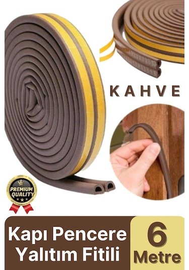 Güçlü Kendinden Yapışkanlı Kapı Pencere Soğuk Hava Geçirmez Yalıtım İzolasyon Kahve Fitil 6 Metre Diğer
