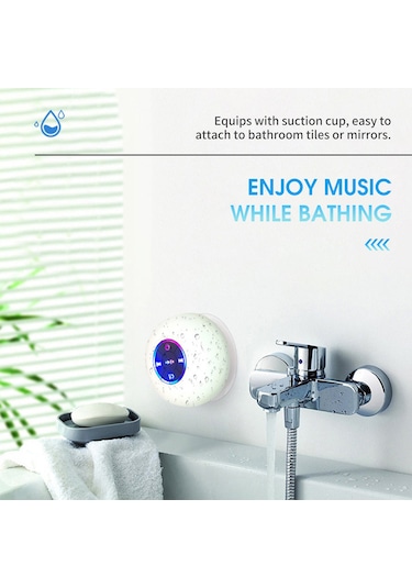 Xindoker Beyaz Banyo Bluetooth Hoparlörü - Ipx4 Su Geçirmez, Sıkıcı, Bt 5.0, Kolaysız Arama, Tf Kart Desteği, 3w Stereo Ses
